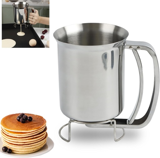 [BRSROCYODMFGCGTP] KAYCROWN 800ml Stainless Steel Pancake Batter Dispenser, Handheld Pancake Mix Dispenser, Cupcake Batter Dispenser for Baking Cake Cupcakes Crepes Waffles Pancake Kitchen Tool, Easy to Clean