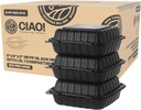 CIAO! 9"x9"x3" MFPP Black Hinged Container With Lid 1 Compartment (Case of 150)