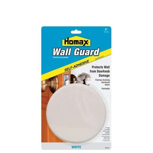 [BRSWGZQEOR7GOADX] Homax Wall Guard, White, 5", Self-Adhesive, Doorknob Protector