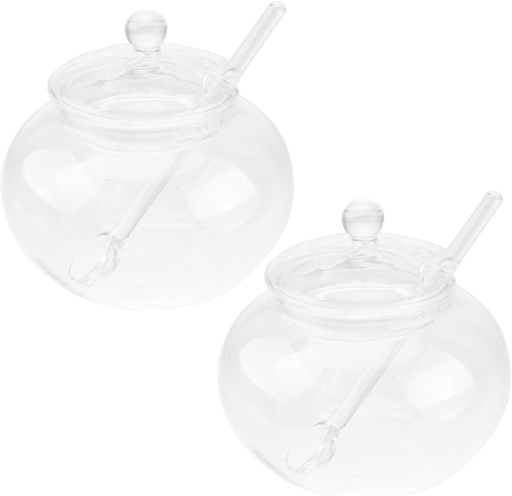[BRSREZT5O4NBE33F] 2sets Food Storage Box Glass Food Containers Sealing Containers Spoon Glass Kitchen Canisters