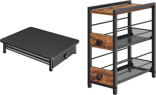 [BRSREHY3C56QOCT3] Coffee Pod Drawer Holder, Pull Out Spice Rack, Narrow Spinning Organizer with 2 Drawers, for Kitchen Countertop