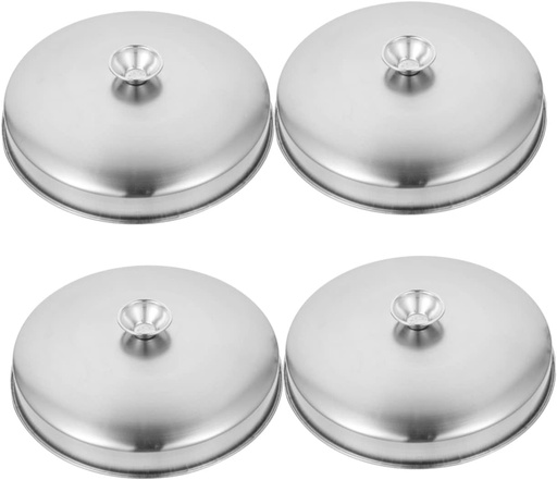 [BRSROELROQJW2YDO] PAREKS 4pcs Stainless Steel Steamer Lid Frying Pan Stainless Steel Stainless Steel Griddle Indoor Griddle Steak Lid Grill Press Cover Steamer Cover Melting Dome Food Covers for Indoor/1411