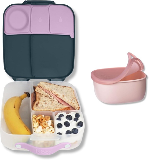 [BRSRAEDRCEBRMCYY] b.box Lunchbox (Indigo Rose) + Lunch Tub (Berry) Combo Pack: Jumbo Kids Bento Box + Leakproof Container. Container Fits Inside Lunch Box.