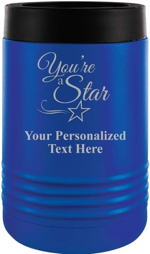 [BRSWGC33PIPBO2YY] Custom Beverage Holder, 12 oz Blue Personalized You're A Star Insulated Can Cooler