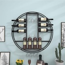 Wine Rack Display Stand Round Wine Rack Wall Mounted Wine Glass Goblet Stemware Holder, Metal Black Wine Holder Bar Wine Cellar Kitchen Wine Storage Display Shelves Wall Decor ( Size : 90x11x90cm )