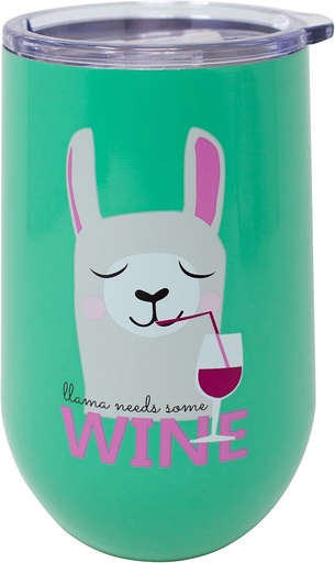 [BRSW2Y37A5YGYDQZ] Boston Warehouse Llama Needs Insulated Stemless Wine Goblet, 16 ounce, Turquoise
