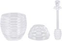 Topyond Honey Jar with Dipper and Lid, Transparent Bee Shape Honey Pot, Honey Storage Dispenser Container for Home Kitchen