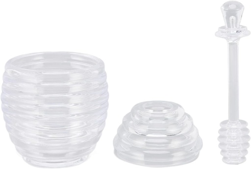 [BRSROFDQC4IQYAY7] Topyond Honey Jar with Dipper and Lid, Transparent Bee Shape Honey Pot, Honey Storage Dispenser Container for Home Kitchen