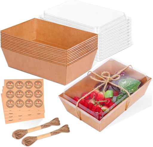[BRSROCYFCMNGG3TH] 30 Pack Charcuterie Boxes with Clear Lids, 8x6 Inch To Go Paper Charcuterie Box, Food Disposable Containers, Charcuterie Board with Lid for Sandwiches, Strawberries, Cookie, Cake Slice, Cupcakes