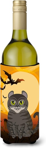 [BRSWKHYYA57RG2Y6] Caroline's Treasures BB4437LITERK Halloween American Curl Cat Wine Bottle Hugger Bottle Cooler Sleeve Hugger Machine Washable Collapsible Insulator Beverage Insulated Holder