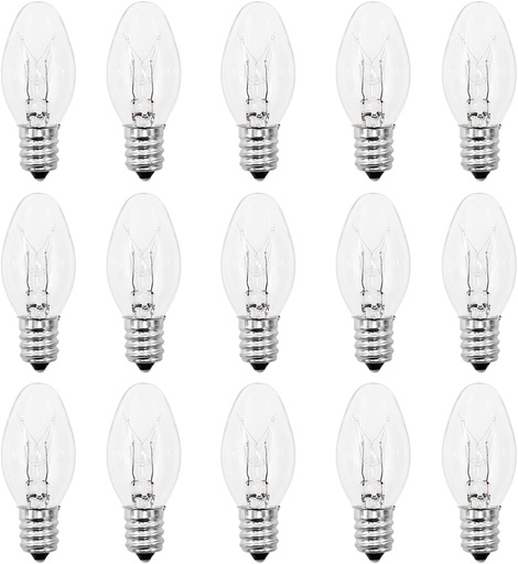 [BRSWGAL4A4AQGA3U] Scentsy Light Bulbs - 15 Packs 15 Watt Night Light Bulbs for Scentsy Wax Warmer,Candle Warmer Lamp,Plug in Wax Diffuser - C7 E12 Base Warm White Salt Lamp Bulb -Dimmable ﻿