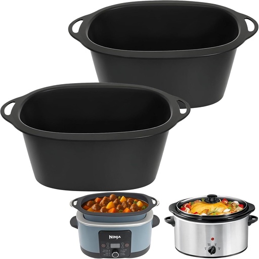 [BRSREZ32BUJROCYZ] BYKITCHEN Silicone Slow Cooker Liners Compatible with Ninja Foodi Possible Cooker Pro 8.5 Quart MC1000, MC1001, MC1010 Series, 2Pcs Reusable Crock Pot Liners, Ninja Possible Crock Pot Pro Accessories