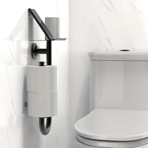 [BRSROFATCMCWM233] 3-in-1 Toilet Safety Grab Bar with Built-in Tissue Paper Holder and Phone Shelf, for 2 Mega Rolls, 250lbs Weight Support When Mounted in Stud, Matte Black Right-Hand