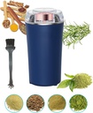 Electric Herb Grinder 200W Powerful Fast Grinding for Dry Spices Flower Buds with Brush, Easy On/Off One-Touch Push Button Powder Grinder Perfect For Herbs, Spices, Nuts, Grains and Coffee Beans