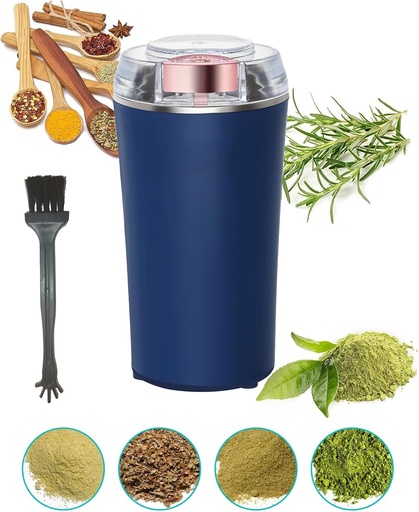 [BRSROGAHBYNGC2A7] Electric Herb Grinder 200W Powerful Fast Grinding for Dry Spices Flower Buds with Brush, Easy On/Off One-Touch Push Button Powder Grinder Perfect For Herbs, Spices, Nuts, Grains and Coffee Beans