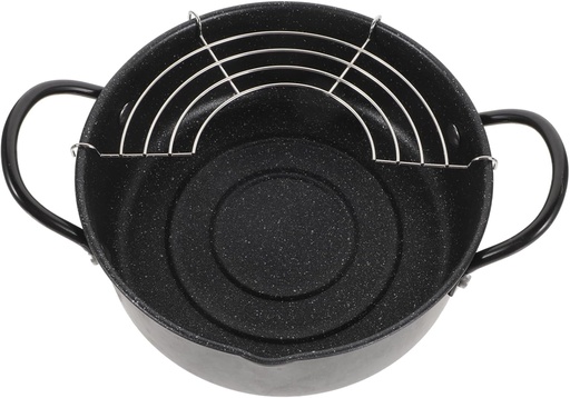 [BRSRAGAQAANWOAAY] PRETYZOOM 1set Japanese Style Frying Pot Oil Drainer Rack for Crispy Fried Foods Non-stick Deep Fryer Pan for Fish for Family Gatherings and Camping