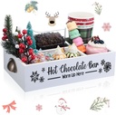 Soaoo Christmas Hot Cocoa Bar Coffee Station Organizer Decorative Wood Storage Box with Handle Coffee Organizer Pod Holder for Countertop Decorative Xmas Storage Bins Bar Accessories(White)