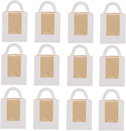 [BRSREYL3OZ7GKYLD] Homoyoyo 50pcs Handheld Cupcake Boxes Window for Baked Goods Easy Assembly for Parties for Weddings Birthdays