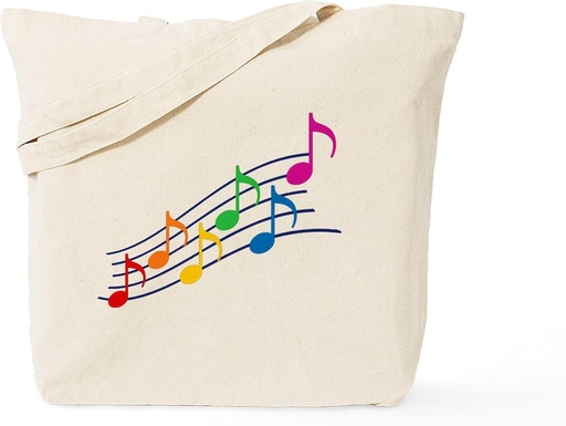 [BRSROCAZBAMRQ3LO] CafePress Rainbow Music Notes Tote Bag Reusable Natural Beige Canvas Shopping Bag