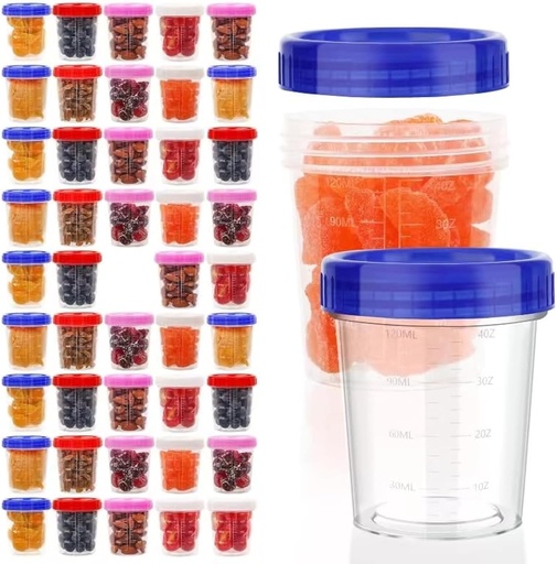 [BRSRAZT3PMHB43LK] XSEINO 44 Pack 4oz Salad Dressing Container to Go,Small Containers with Lids Leakproof Condiment Containers with Screw Lids Reusable Stackable Plastic Dip Sauce Containers