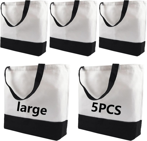 [BRSROFA5CEIGM3LK] OKBA 5 pcs Sublimation Tote Bags,polyester tote bags for sublimation, blank canvas tote bags for DIY Crafting and Decorating