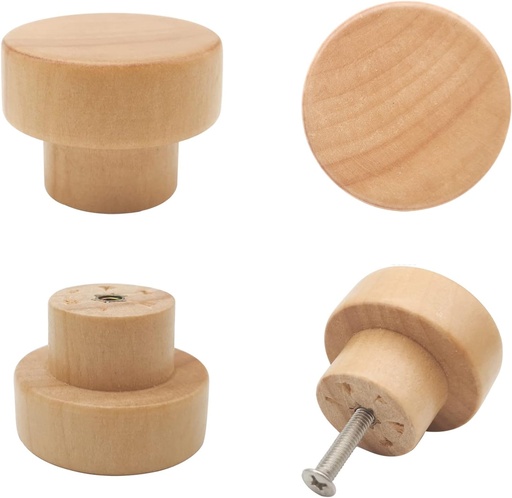 [BRSW2FICOF5RY3D5] 16PCS Wood Knobs Flat Top Round Cabinet Knobs Natural Wooden Dresser Drawer Pulls (Diameter: 35mm/1.38 inch, Height: 25mm/0.99 inch)