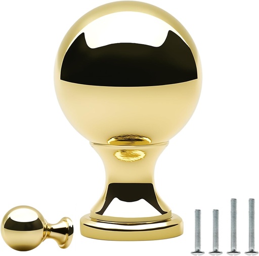 [BRSROAIQBUIQEAA3] 4 Pack Polished Gold Ball Cabinet Knobs 1 Inch/25mm Diameter Zinc Alloy Shiny Gold Knobs for Dresser Drawers Polished Brass Kitchen Cupboard Bathroom Furniture Hardware