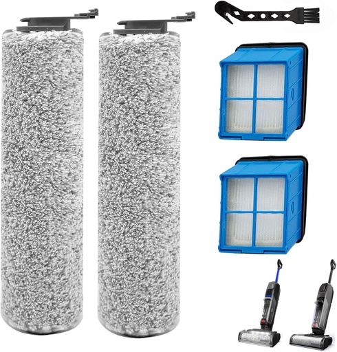 [BRSRAEL4BN6WGCDG] Replacement Kit for Bissell Crosswave Omniforce/OmniFind | Compatible with Bissell Vacuum Models: Omniforce (3882/3883) & OmniFind (3967F/3970F) - 2 Brushes + 2 Filters