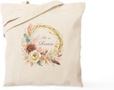 CafePress He is Risen Boho Floral Wreath Reusable Natural Beige Canvas Shopping Bag