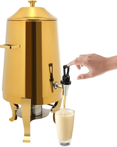 [BRSRAAQROEBREF34] 13L Hot Beverage Dispenser, Stainless Steel Coffee Urn Electric Hot Drinks Dispenser with 95-185℉ Heating Board & Fuel Tray for Party Even Buffet Catering (Gold (Fuel Heating))