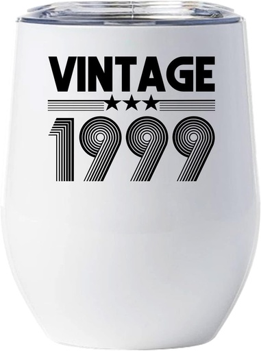 [BRSW2FQYOQMR6CTZ] Vintage 1999 Wine Glass 26 Years Old Cup 26th Birthday Classic Tumbler Gifts