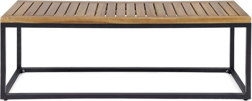 [BRSWGFIPAAFQEDTP] Drew Outdoor Industrial Acacia Wood and Iron Bench, Teak and Black