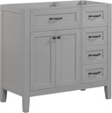 36" Bathroom Vanity Without Sink, Cabinet Base Only, Bathroom Cabinet with Drawers, Solid Frame and MDF Board, Grey
