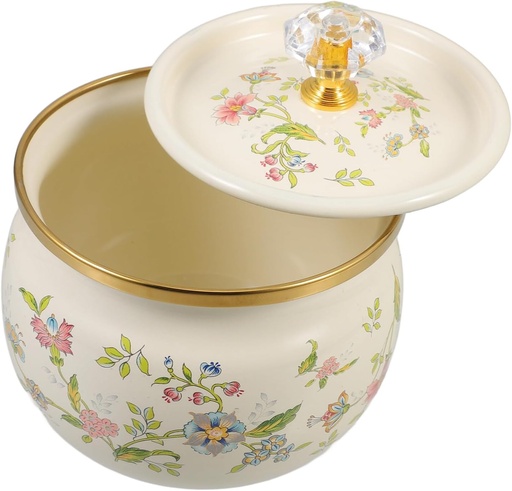 [BRSRAZA7A4HROELO] Luxshiny Enamel Sugar Container Jar with Lid Versatile Kitchen Storage Canister for Spices Tea and Candies Capacity Easy Access and Cleaning Multi-functional Home Organizer