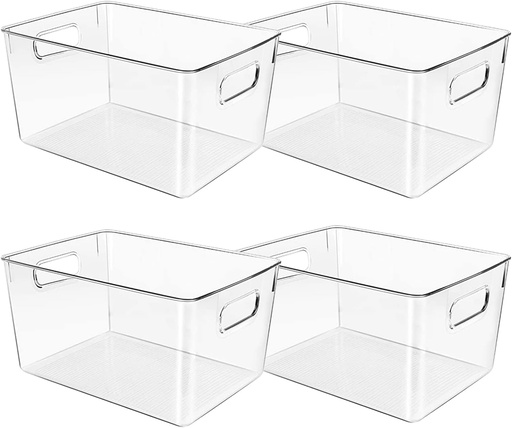 [BRSROZ36AUPWAE36] Clear Plastic Storage Bins, Pantry Organizers and Storage or Kitchen Organization and Storage Containers Bins for Organizing, Fridge, Freezer, Bathroom, Pantries, Refrigerator, Cabinet Organizer Bin