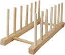 Vertical Wooden Dish Drying Rack, 6 Grids Pine Wood Dish Drying Rack with Stable Base Plate Stand Holder Vertical Drainer Kitchen Cabinet Organizerb