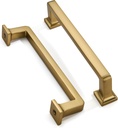 khtumeware 10 Pack Brushed Brass Cabinet Pulls, 5 Inch(128mm) Hole Centers Cabinet Handles Kitchen Hardware Straight Bar for Cabinets and Drawer Pulls