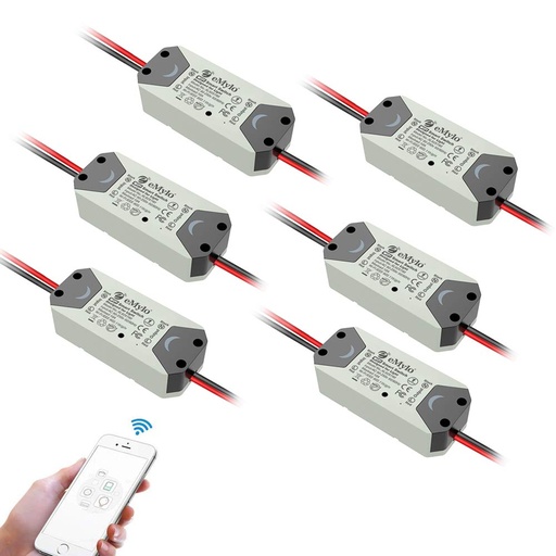 [BRSWGEIECUPBEAL3] eMylo Smart WiFi Light Switch Wireless Relay Switch Module Remote Control Home Automation Timers Compatible with Alexa Echo Google Home iPhone Android App (6 Pack)