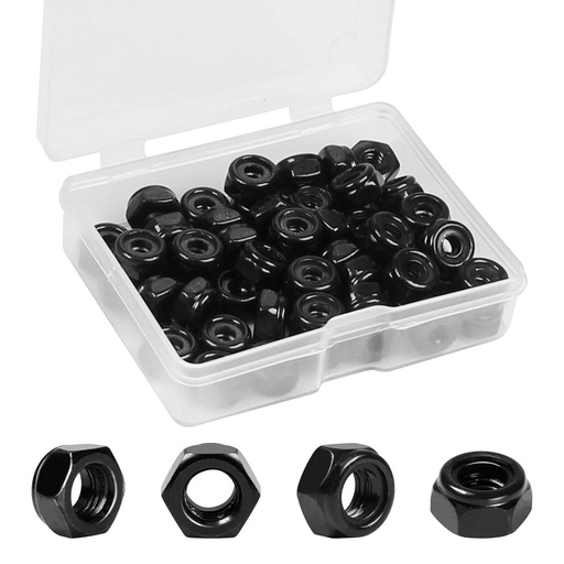 [BRSREYYQOUARQC3K] Yinpecly 50Pcs #6-32 Nylon Insert Hex Lock Nuts 304 Stainless Steel Locknuts Self-Locking Nut, Standard Inch Threaded Nylock Nuts, Hex Drive, Zinc Plated Black