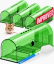 Motel Mouse Humane Mouse Traps No Kill Live Catch and Release 4 Pack - Reusable, Easy to Use & Clean, No Touch Release, Sensitive Includes Cleaning Brush, Instruction Manual & Video - Mousetrap Indoor