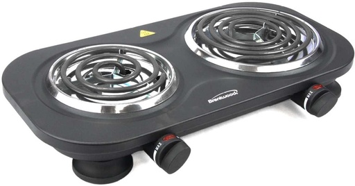 [BRSREH36AF6BECA4] 1500W Double Electric Burner - Portable Electric Stove with Adjustable Thermostat & Non-Skid Feet