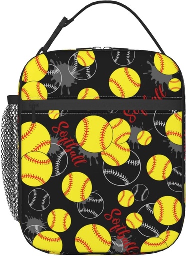 [BRSRAZI7BMBGO2TD] Softball Lunch Bag Portable Softball Lunch Box Reusable Lunch Tote Bag Gifts For Kids Boys Girls School Work Travel Picnic
