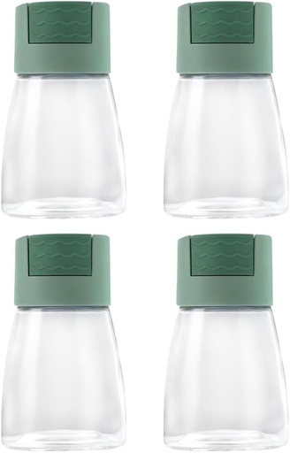 [BRSRAEIDCEFBGAL7] DONGKER Salt Pepper Shakers,4 PCS Precise Quantitative Push Spice Jars Press Type Salt Dispenser for Kitchen Daily Cooking