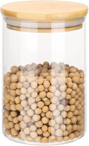 [BRSREAT3AAJRY3DF] uxcell Glass Food Storage Jars 16.9oz Glass Canisters with Bamboo Airtight Wooden Lids Food Storage Container for Coffee Tea Sugar Candy Cookie Rice Flour Pasta Nuts Clear