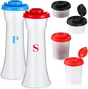 Baderke 6 Pcs Salt and Pepper Shaker Set Hourglass Plastic Salt and Pepper Shakers with Lids Airtight Spice Jar Dispenser for Restaurant Kitchen Camping Outdoor, 3 Sizes