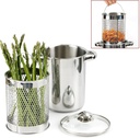 Asparagus Pot Deep Fryer Pot, Stainless Steel Steam Cooker with Basket and Lid Vegetable Asparagus Cooker for Pasta, Spaghetti, Japanese Tempura Small Deep Frying Pot with Oil Drip Drainer Rack, 4 Qt