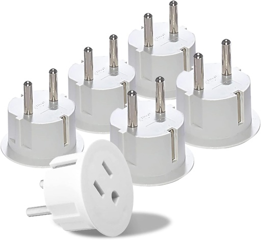 [BRSWIZ3RAYHGIETO] OREI American USA To European Plug Adapter – Type E/F Schuko Plug Adapter - Use in Germany, France, & More - CE Certified – For Mobile, Laptop & Camera Chargers - 6 Pack