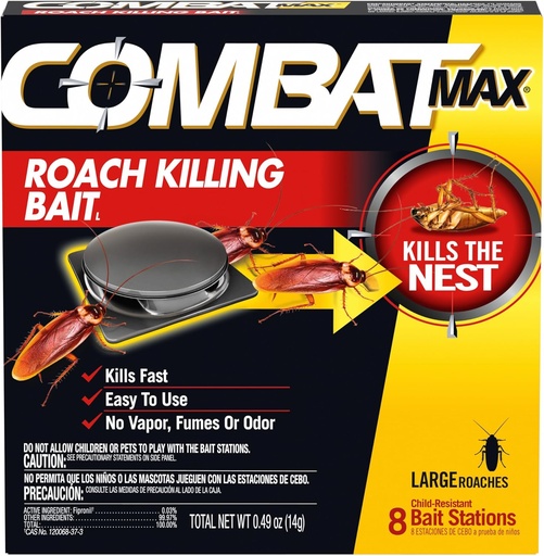 [BRSWIYYIAACBME3G] Combat Max Large Roach Killing Bait, 8 count (Pack of 1)