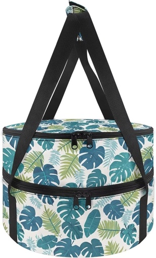 [BRSRABQHCUBGY3TL] Leaves Cake and Cheesecake Holder with Lid and Handle for Transport, Hot Dish Carrier, Thermal Bag, Double Decker Food Warmer Bag