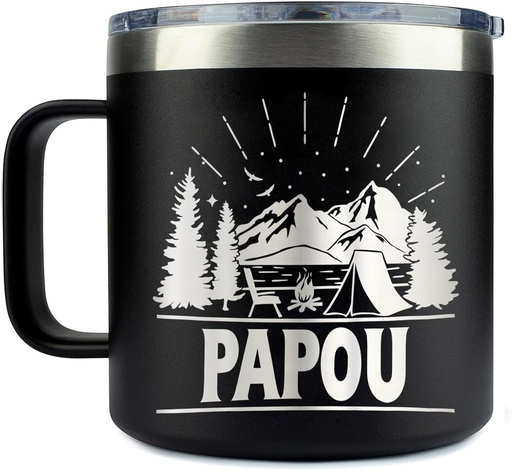 [BRSROAITOV6WKHQ7] Papou Camping Tumbler 14 Oz Coffee Mug - Papou Tumbler - Papou Camping Gifts - Fathers Day Gift - Papou Mug - Birthday Gift Ideas For Papou - Gifts For Campers Outdoors, 16oz, Transparent